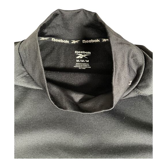 Reebok Long Sleeve Mens Athletic Base Layer Shirt Black Fleece Lining Sz Medium - Picture 4 of 9